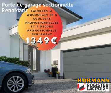 Portes de garage Hörmann sectionnelles en promotion chez Rogister-Lacroix à Liège Portes de garage Hörmann sectionnelles en promotion chez Rogister-Lacroix à Liège